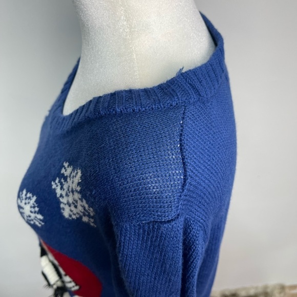 Carolyn Taylor blue snowman long sleeve knit Christmas sweater women’s size L - Picture 12 of 16